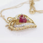 10k Ruby Faceted Heart with Diamond Necklace. 10k LOVE MOM Pendant. For MOM Gift. Stock(86/25)