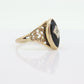 10k ONYX and diamond ring. Marquise Onyx bezel set victorian mourning ring. st(86/75)