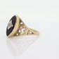 10k ONYX and diamond ring. Marquise Onyx bezel set victorian mourning ring. st(86/75)