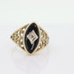10k ONYX and diamond ring. Marquise Onyx bezel set victorian mourning ring. st(86/75)