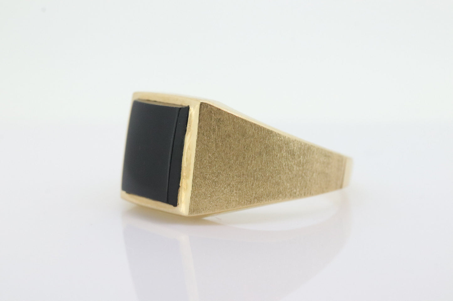 14k Modern Rectangle Onyx ring. Mens Signet Onyx Bezel set statement ring. stock(143/75)