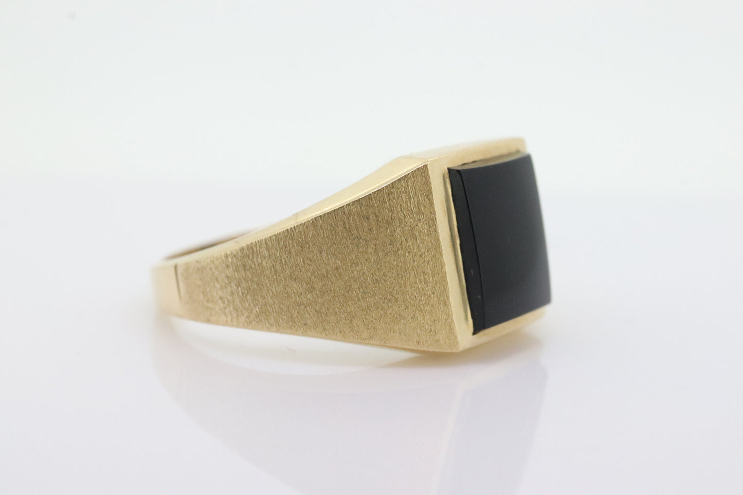 14k Modern Rectangle Onyx ring. Mens Signet Onyx Bezel set statement ring. stock(143/75)