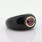 14k Carved Onyx and Ruby Ring. Solid Onyx shank with LC Ruby. st(100/63)