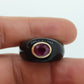 14k Carved Onyx and Ruby Ring. Solid Onyx shank with LC Ruby. st(100/63)