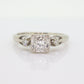 ARTCARVED 14k Gold Diamond Ring. Art carved square cathedral engagement ring. Jr Wood Art Deco Diamond. st2-07/11
