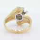 14k Yellow Gold Bypass daisy Ring. Round Diamond 1ctw Snowflake Cluster Ring. Waterfall diamond. 1ctw diamonds st(2-81/75)