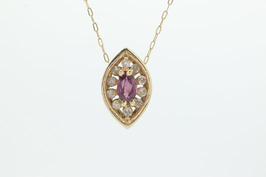 Ruby and diamond halo pendant. 14k precious marquise ruby pendant necklace. st(80/50)