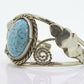 Large Turquoise Bangle Cuff Bracelet. Sterling Silver Turquoise Tribal Bangle. Open scroll work. st(46/11)