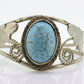 Large Turquoise Bangle Cuff Bracelet. Sterling Silver Turquoise Tribal Bangle. Open scroll work. st(46/11)