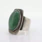 Green cabochon Chrysoprase sterling Silver modernist ring. Size 4.5 (st12/11)