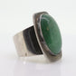 Green cabochon Chrysoprase sterling Silver modernist ring. Size 4.5 (st12/11)