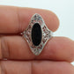 10k Filigree Onyx shield ring. 10k White Gold Scroll Embossed Art Deco Onyx ring. st(81/65)