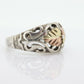 Black Hills Gold Sterling Silver dome Ring. Large 10k Gold Inlay made by Black Hills Gold Band