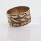 10k Antique Wide Victorian Cigar band. 10k Rose Gold Antique Embossed Flower Leaf design. 10mm sz7.5 st(132)