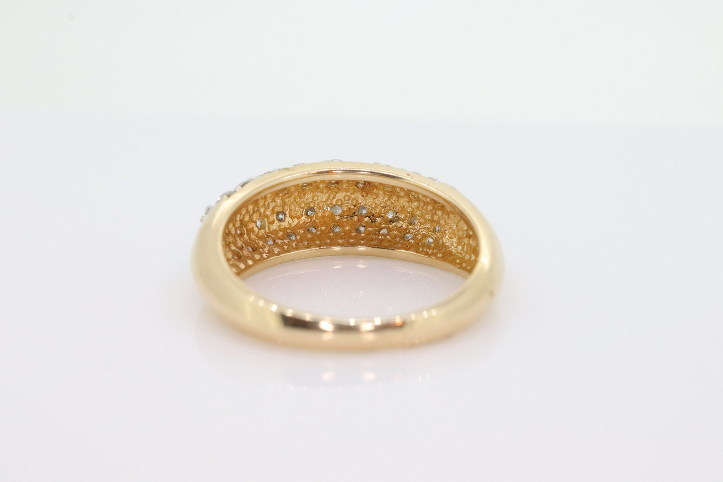 14k Diamond Pave Encrusted Band. Diamond Dome Bombe Cluster band. Diamond ring. Mirror half diamond ring st131