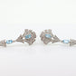 14k Blue TOPAZ and Diamond Dangle earrings. Blue Topaz Princess Earrings. 14k Chandelier Earrings. Lavalier st(142)