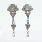 14k Blue TOPAZ and Diamond Dangle earrings. Blue Topaz Princess Earrings. 14k Chandelier Earrings. Lavalier st(142)