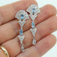 14k Blue TOPAZ and Diamond Dangle earrings. Blue Topaz Princess Earrings. 14k Chandelier Earrings. Lavalier st(142)