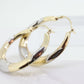 10k Multi Color Gold Textured HOOP Earrings. Multi tone Puffed Twisted Design. 10k Hoop earrings. st(51)