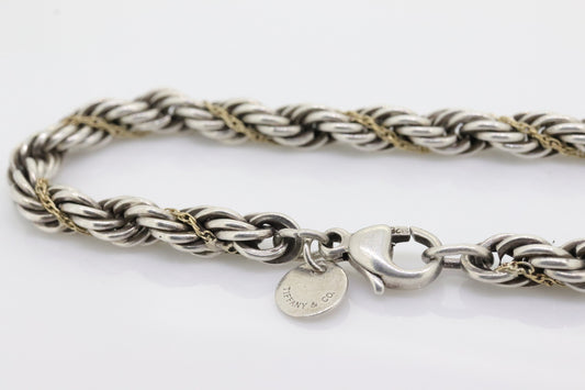 Tiffany & Co. Bracelet. Rope Love Knot Sterling Silver and 18k Yellow Gold Intertwined Bracelet. st(155)