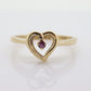 10k Open Heart and ruby ring. Dainty Heart love beat ruby ring. Dainty Heart LOVE ring. st(32)