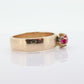 Vintage Buttercup Ruby Ring. 10k gold ring with a solitaire round Ruby. WiDe shank band. Buttercup Claw ruby. st(92)