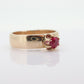 Vintage Buttercup Ruby Ring. 10k gold ring with a solitaire round Ruby. WiDe shank band. Buttercup Claw ruby. st(92)