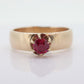 Vintage Buttercup Ruby Ring. 10k gold ring with a solitaire round Ruby. WiDe shank band. Buttercup Claw ruby. st(92)