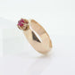 Vintage Buttercup Ruby Ring. 10k gold ring with a solitaire round Ruby. WiDe shank band. Buttercup Claw ruby. st(92)