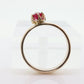 Vintage Buttercup Ruby Ring. 10k gold ring with a solitaire round Ruby. WiDe shank band. Buttercup Claw ruby. st(92)