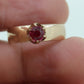 Vintage Buttercup Ruby Ring. 10k gold ring with a solitaire round Ruby. WiDe shank band. Buttercup Claw ruby. st(92)