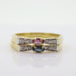 Vintage 18K Stacking rings. 18k Sapphire Ruby Marquise and diamond Thin band. Stacking Bands Rings. (st60)