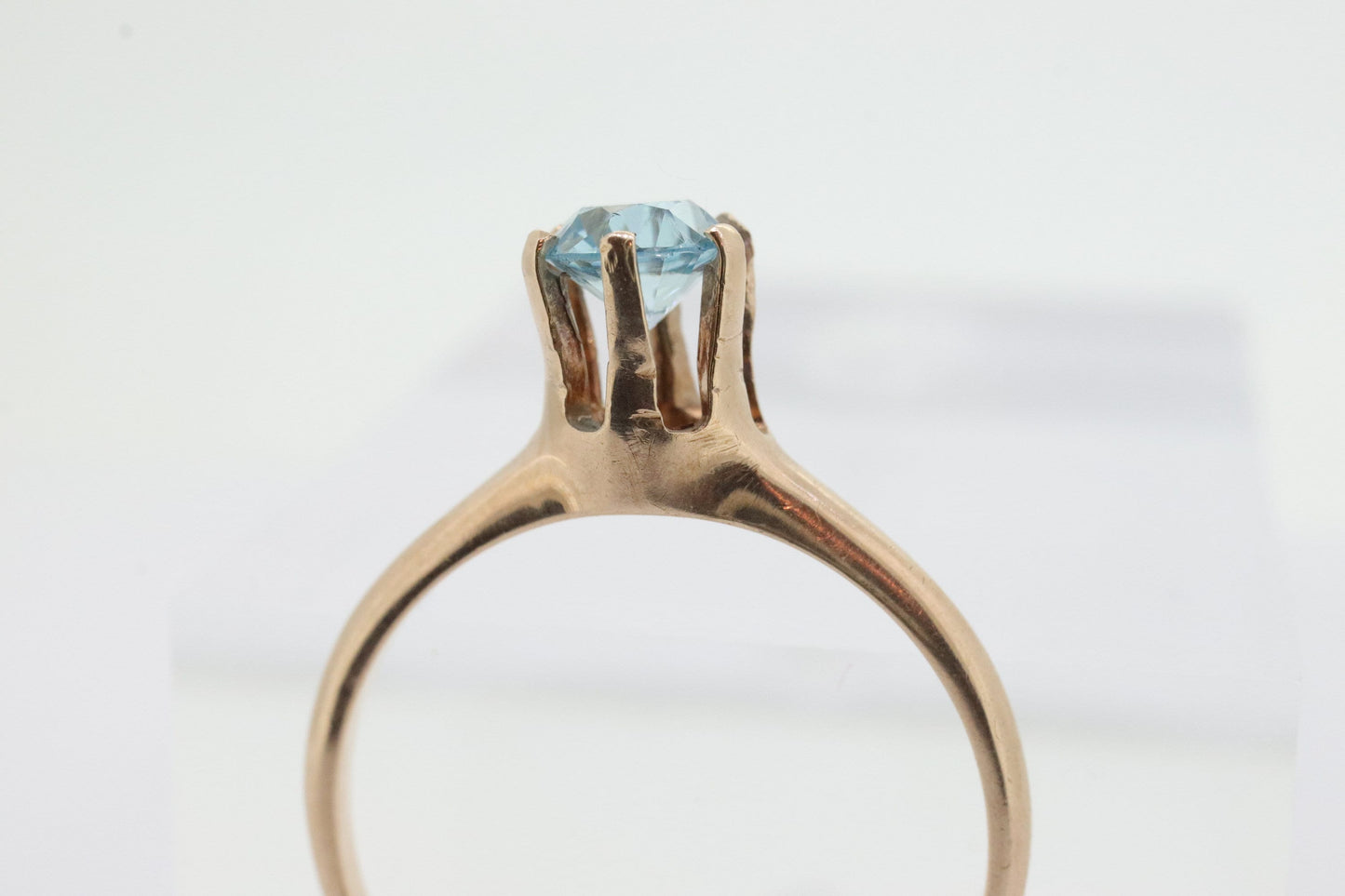 Otsby Barton TOPAZ Ring. 10k Yellow Gold HIGH Claw Design. OB from Art Deco 1920 Era. Round Topaz Claw ring. st50