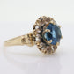 10k Blue Topaz and White Topaz Halo ring. 10k Aquamarine Halo solitaire. st(80)