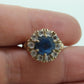 10k Blue Topaz and White Topaz Halo ring. 10k Aquamarine Halo solitaire. st(80)