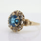 10k Blue Topaz and White Topaz Halo ring. 10k Aquamarine Halo solitaire. st(80)