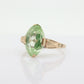 10k LIME Green Spinel ring. Vintage Retro Large Oval Cut SPINEL 10k ring with engraving (st80)