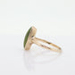 Victorian 10k Turquoise Cabochon stone Ring. 10k GREEN Turquoise Oval Bezel set Victorian ornate ring. st(173)
