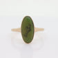 Victorian 10k Turquoise Cabochon stone Ring. 10k GREEN Turquoise Oval Bezel set Victorian ornate ring. st(173)