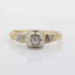 Art Deco Diamond Solitaire Ring. 14k Gold Old European Cut diamond  floral Ring (80)