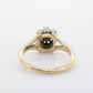 14k Ruby and Pearl Halo ring. Victorian Ruby prong set pearl cluster band. Vintage Ruby Pearl ring. st(70)