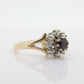 14k Ruby and Pearl Halo ring. Victorian Ruby prong set pearl cluster band. Vintage Ruby Pearl ring. st(70)