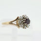 14k Ruby and Pearl Halo ring. Victorian Ruby prong set pearl cluster band. Vintage Ruby Pearl ring. st(70)