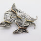 LAGOS Caviar Butterfly Brooch. Sterling Silver 18K Yellow Gold Butterfly Charm  Heavy Pin Brooch. (st71)