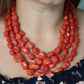 14k Coral Bead Necklace. Multi-Strand Raw Coral beads. High Quality Coral Natural Coral Necklace st(48)