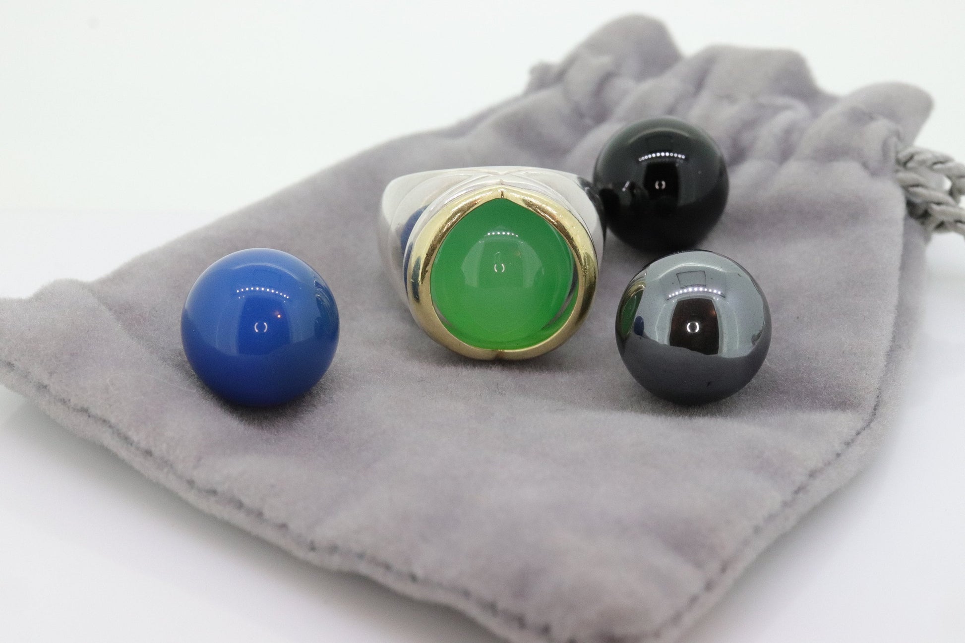 ORBIS ring with Spheres. 18k Sterling Ring with interchangeable marbles gems. st(173)