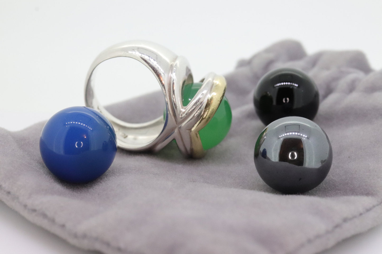 ORBIS ring with Spheres. 18k Sterling Ring with interchangeable marbles gems. st(173)