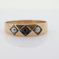 Antique Garnet and Pearl seed Star bezel set ring. Garnet Gypsy setting star wide anniversary band.  st(130)
