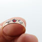 Antique Garnet and Pearl seed Star bezel set ring. Garnet Gypsy setting star wide anniversary band.  st(130)