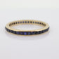 14k Gold BLUE Sapphire Full Eternity Thin Band. Thin Channel Set Princess Sapphire calibre cut Full Eternity band. st(110)